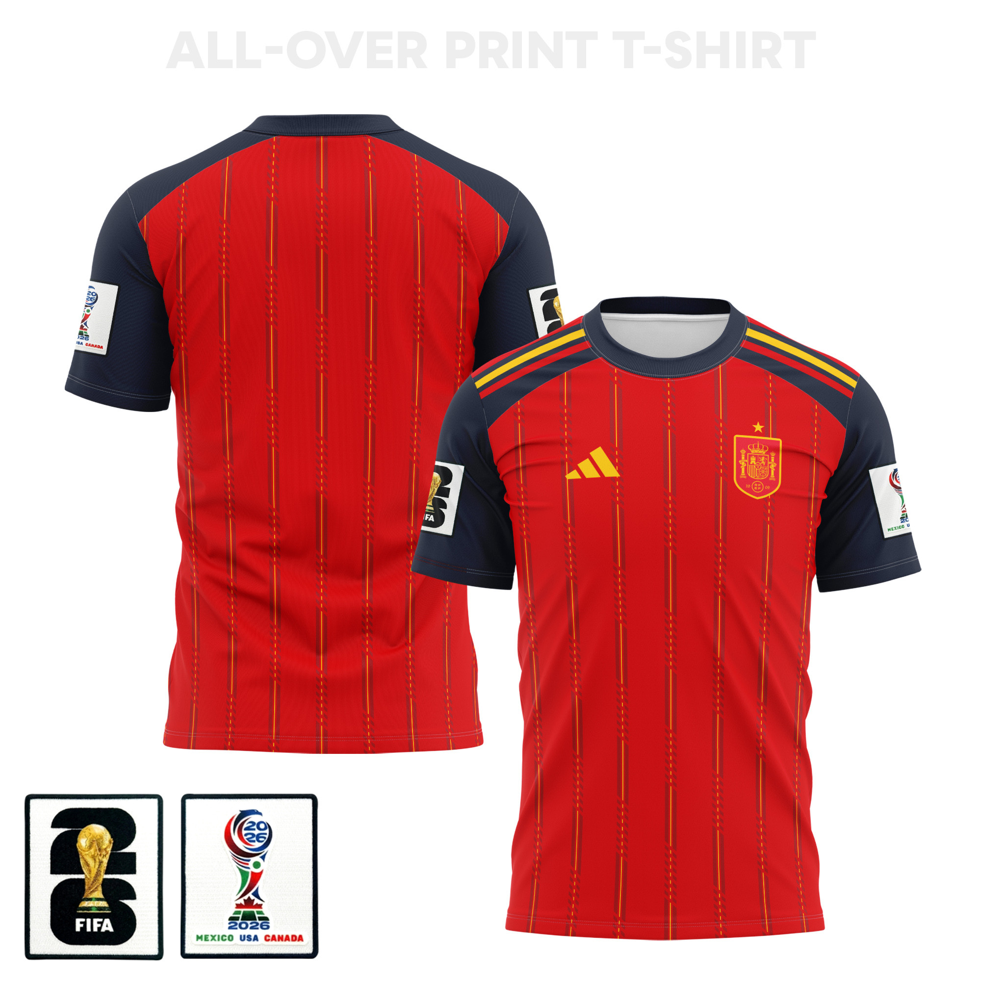 Spain 2026 Home 3D T-Shirt Fully Printed – Unisex, Red – Jersey Teams