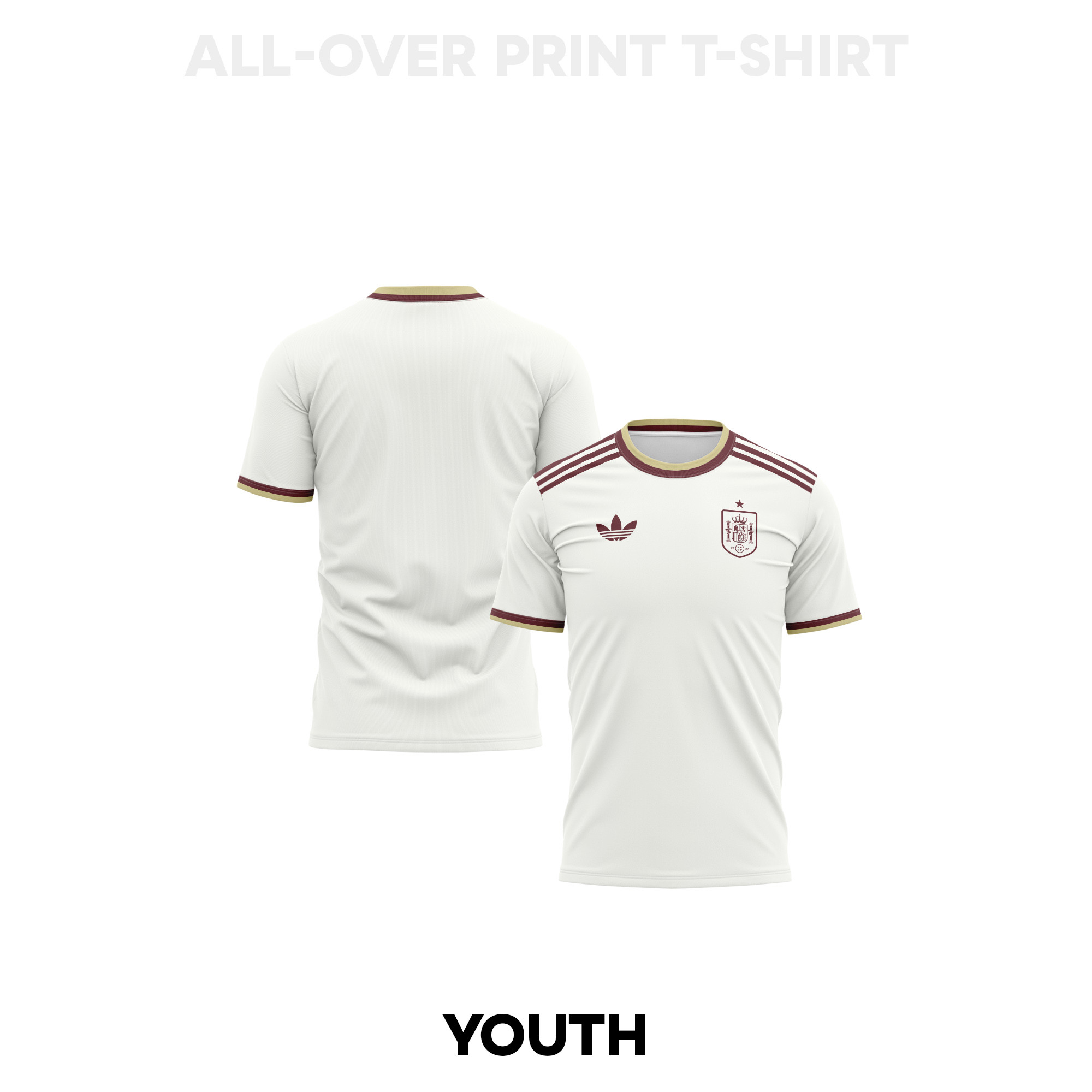 Spain 2026 Youth Away 3D T-shirt Fully Printed – White - Jersey Teams