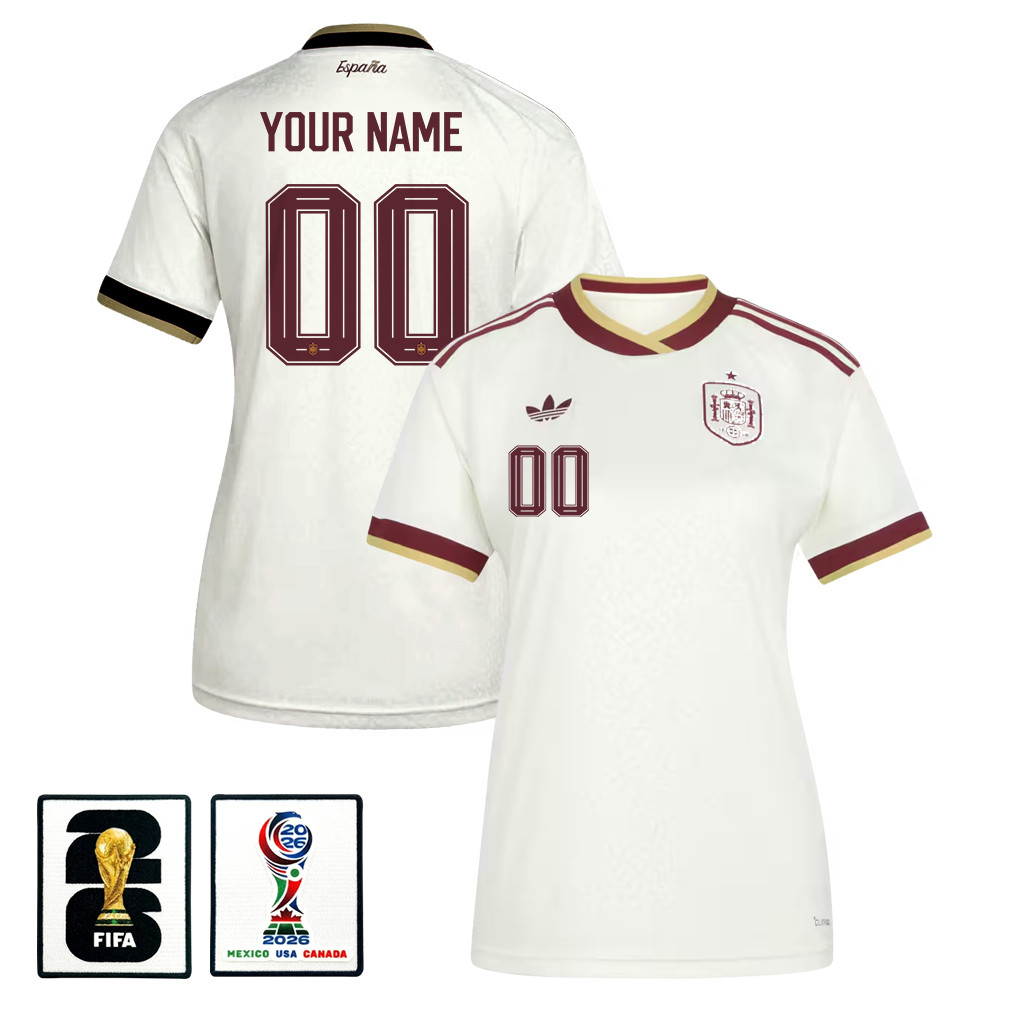 Spain National Team 2026 Women’s Away Jersey – Personalized – White – Jersey Teams