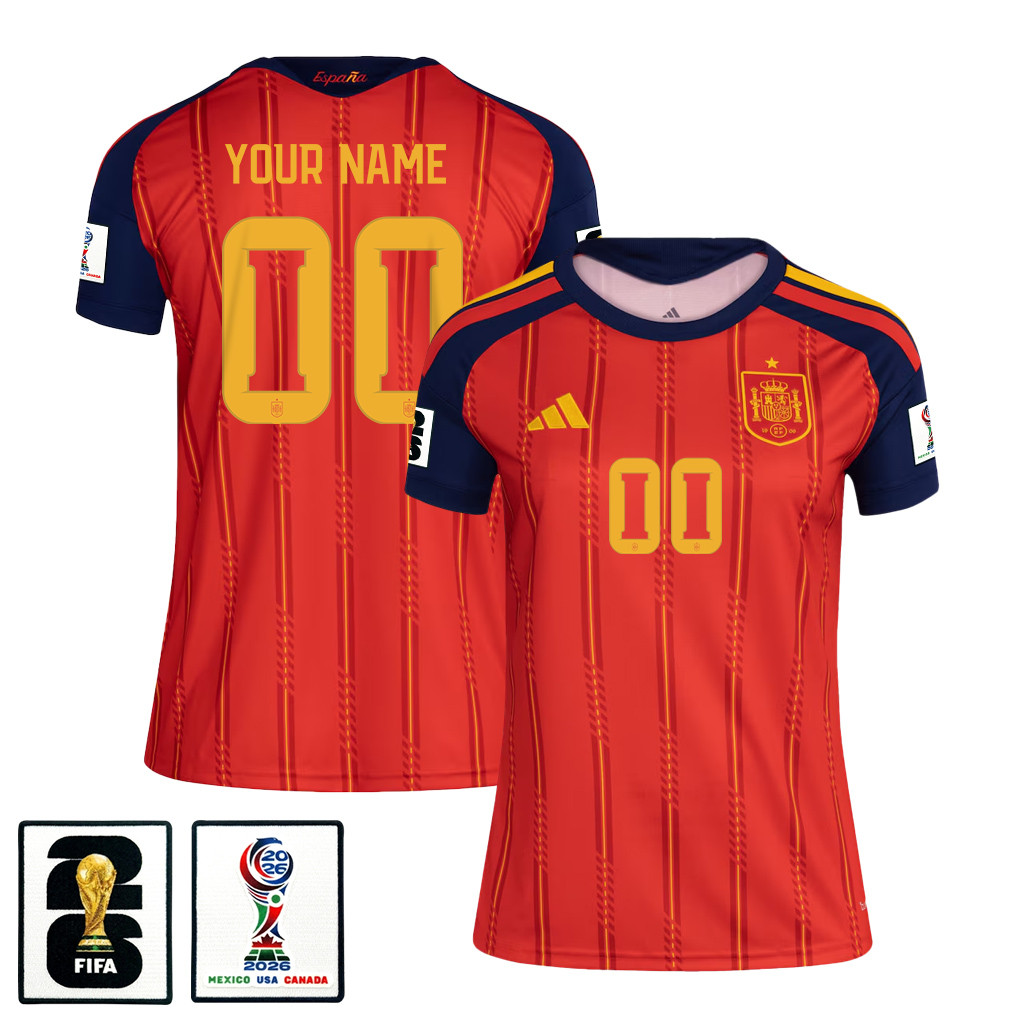 Spain National Team 2026 Women’s Personalized Home Jersey – Red – Jersey Teams