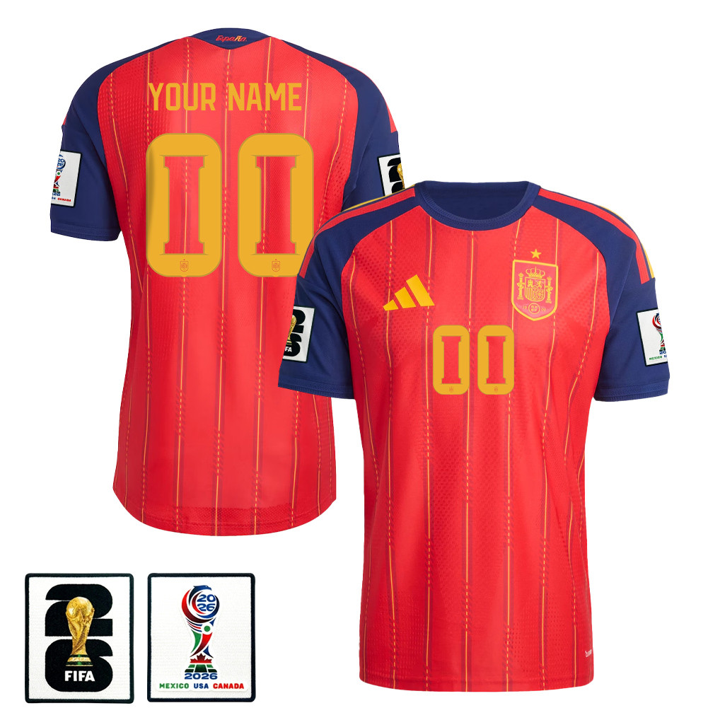 Spain National Team 2026 x World Cup Patch Personalized Home Jersey - Red, Men - Jersey Teams