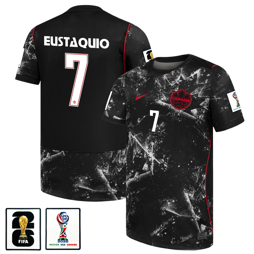 Stephen Eustáquio 7 Canada National Team 2026 x World Cup Patch Away Jersey - Black, Men - Jersey Teams