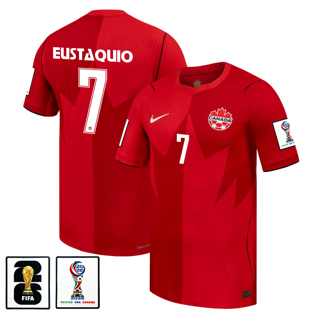 Stephen Eustáquio 7 Canada National Team 2026 x World Cup Patch Home Jersey - Red, Men - Jersey Teams