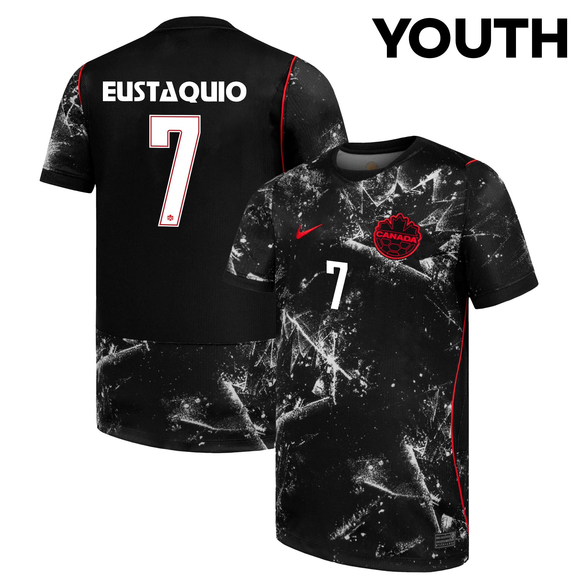 Stephen Eustáquio 7 Youth Canada National Team 2026 Away Jersey - Black - Jersey Teams