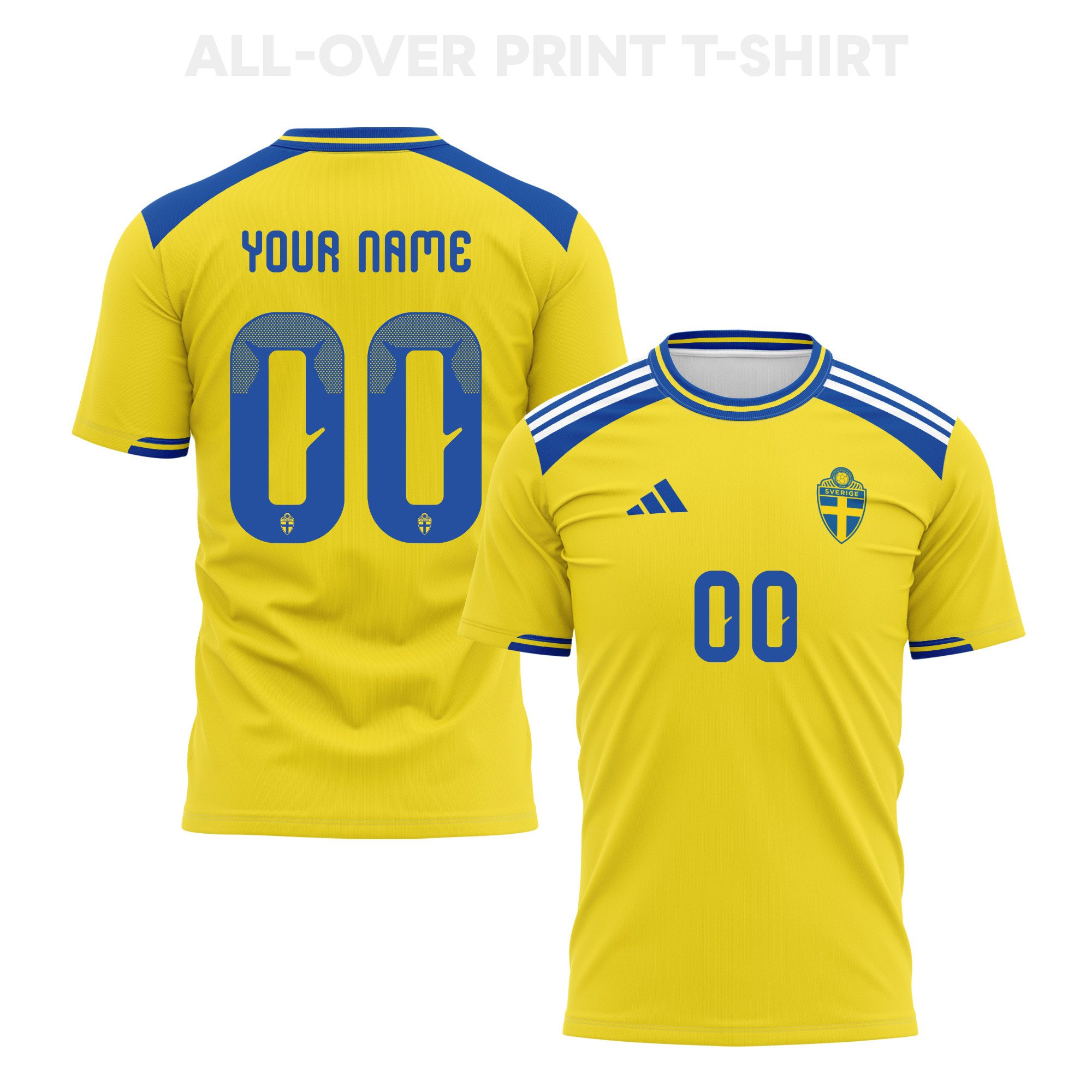 Sweden 2026 Home 3D T-Shirt Fully Printed – Personalized – Unisex, Yellow - Jersey Teams