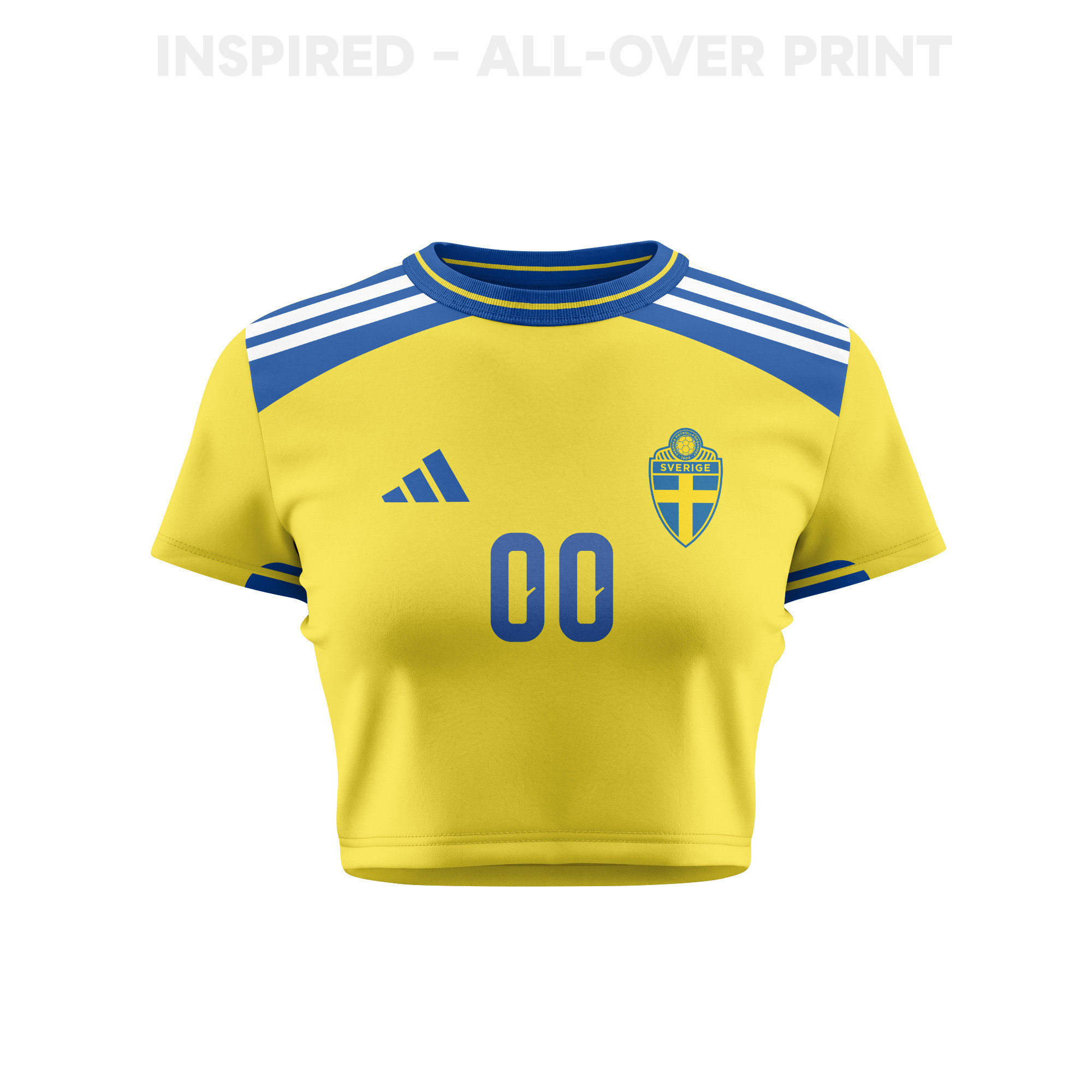 Sweden 2026 Women's Home All-Over Print Cropped Jersey - Personalized - Yellow - Jersey Teams