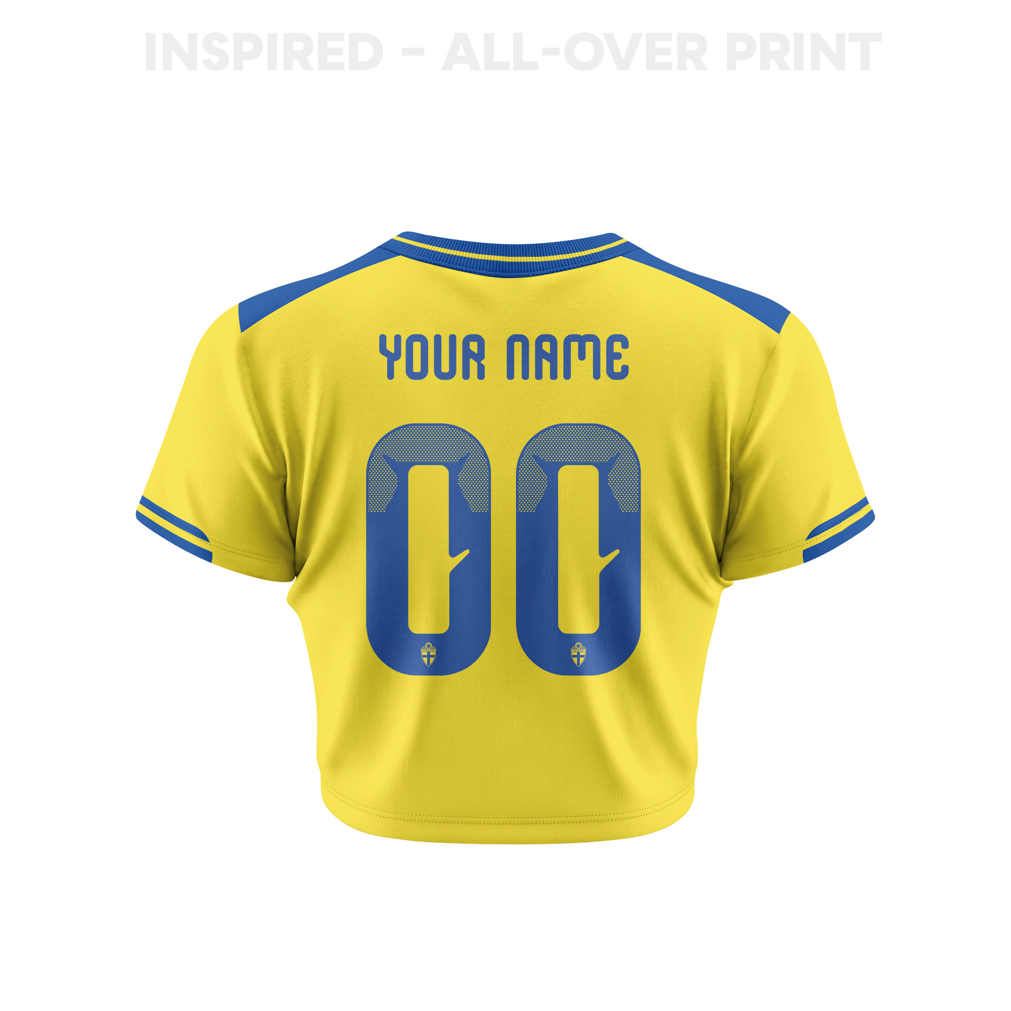 Sweden 2026 Women's Home All-Over Print Cropped Jersey - Personalized - Yellow - Jersey Teams