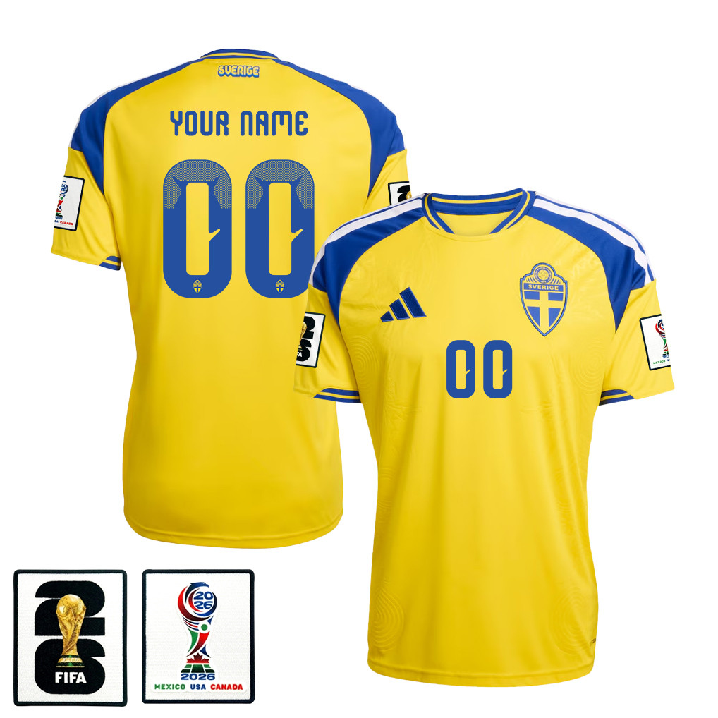 Sweden National Team 2026 x World Cup Patch Personalized Home Jersey - Yellow, Men - Jersey Teams