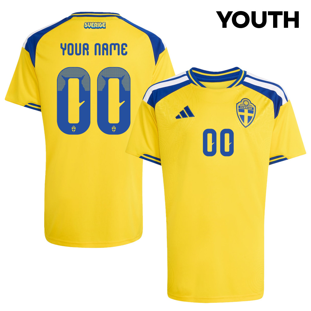 Sweden National Team 2026 Youth Personalized Home Jersey - Yellow - Jersey Teams