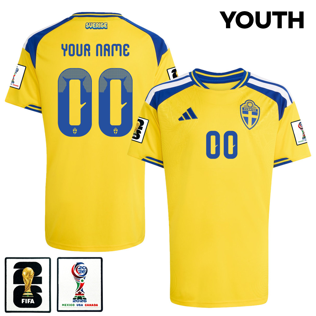 Sweden National Team 2026 Youth Personalized Home Jersey - Yellow - Jersey Teams