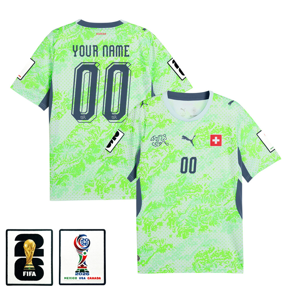 Switzerland National Team 2026 x World Cup Patch Personalized Away Jersey - Men, Green - Jersey Teams
