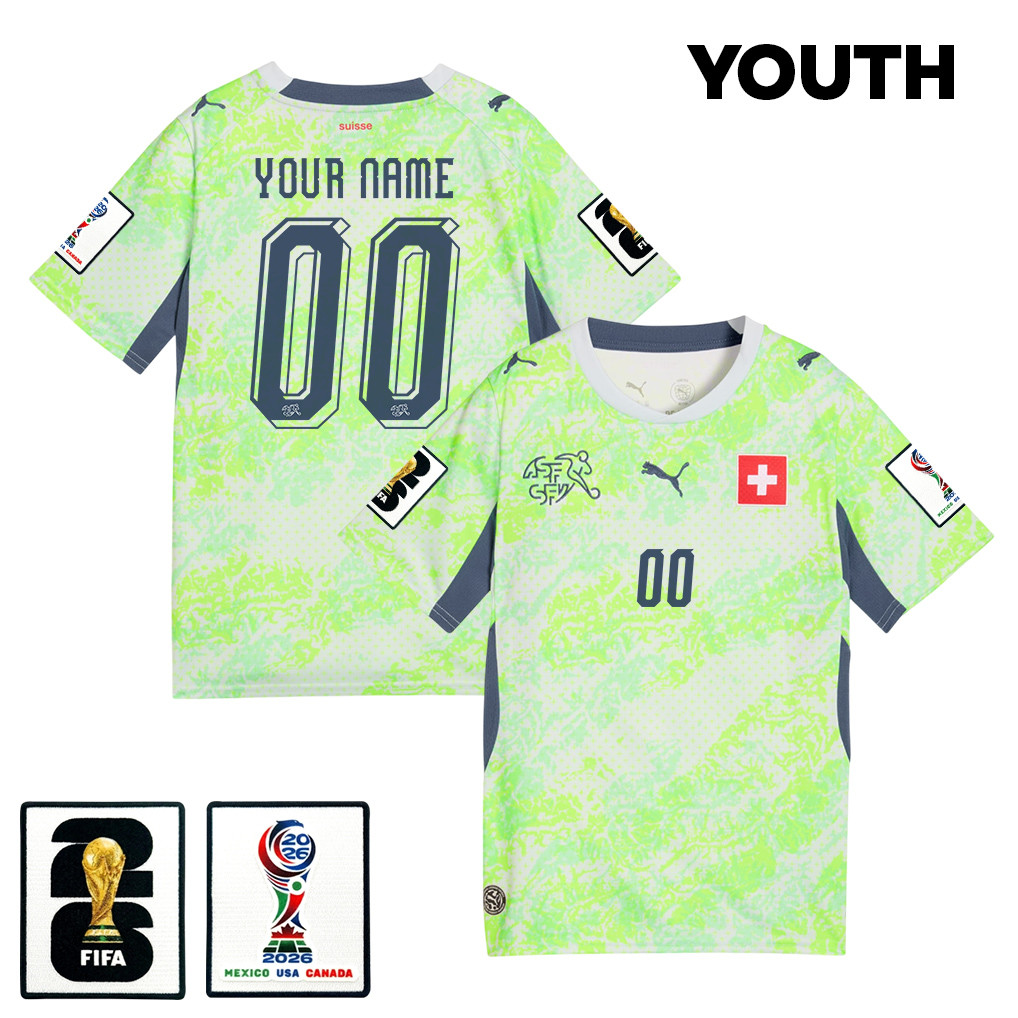 Switzerland National Team 2026 Youth Away Jersey - Personalized - Green - Jersey Teams