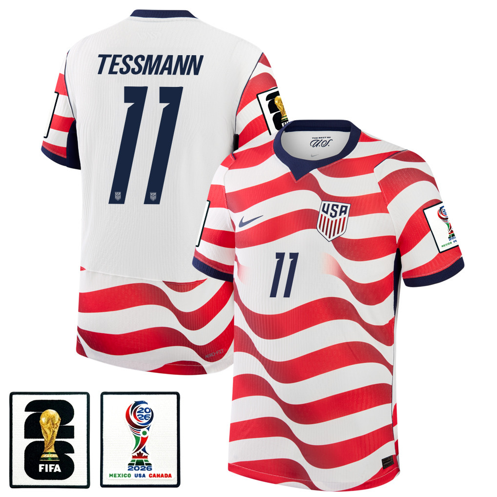 Tanner Tessmann 11 USMNT 2026 x World Cup Patch Home Match Jersey - White, Men - Jersey Teams