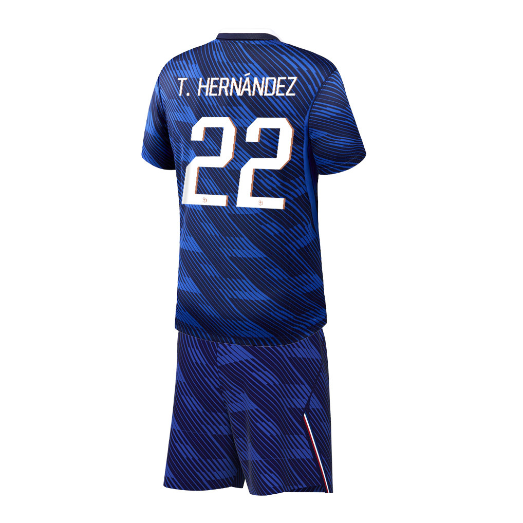 Theo Hernández 22 France 2026 YOUTH Home Jersey & Shorts Set - Blue - Jersey Teams