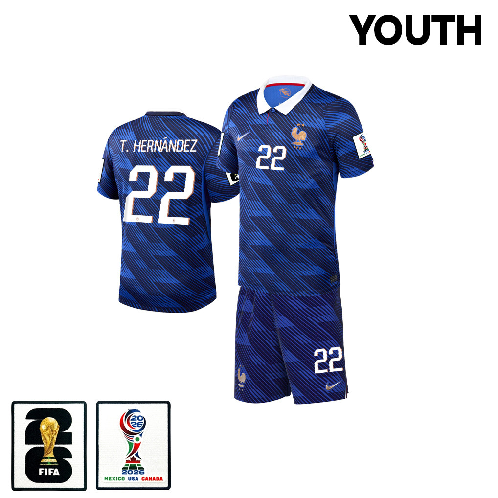 Theo Hernández 22 France 2026 YOUTH Home Jersey & Shorts Set – Blue – Jersey Teams