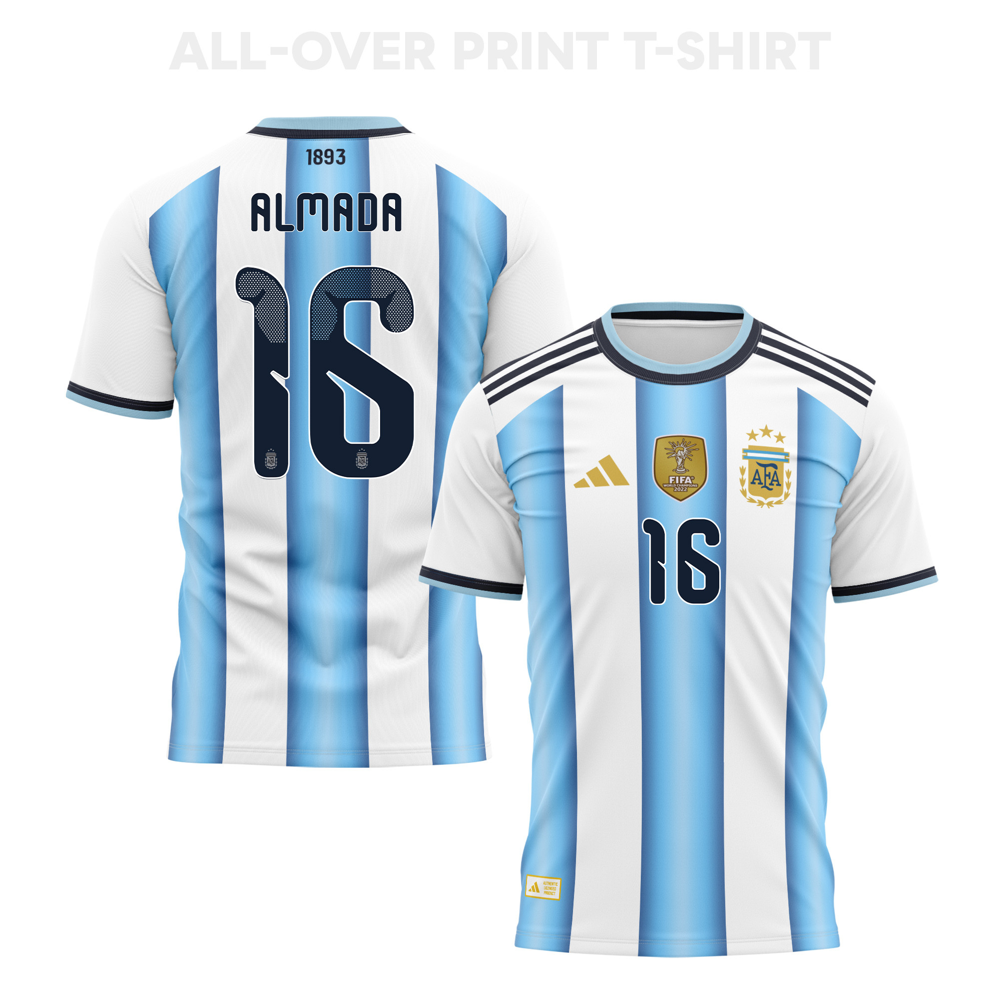 Thiago Almada 16 Argentina 2026 Home 3D T-Shirt Fully Printed – Unisex, White - Jersey Teams