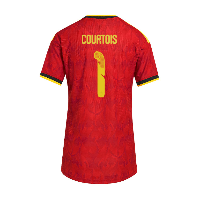 Thibaut Courtois 1 Women's Belgium National Team 2026 Home Jersey - Red - Jersey Teams