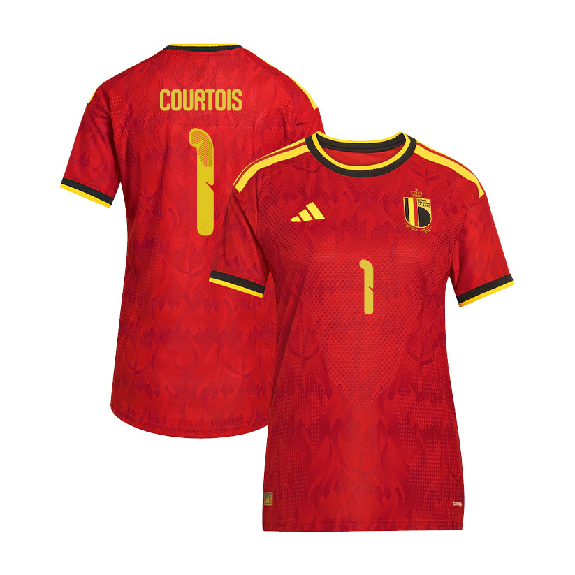 Thibaut Courtois 1 Women's Belgium National Team 2026 Home Jersey - Red - Jersey Teams