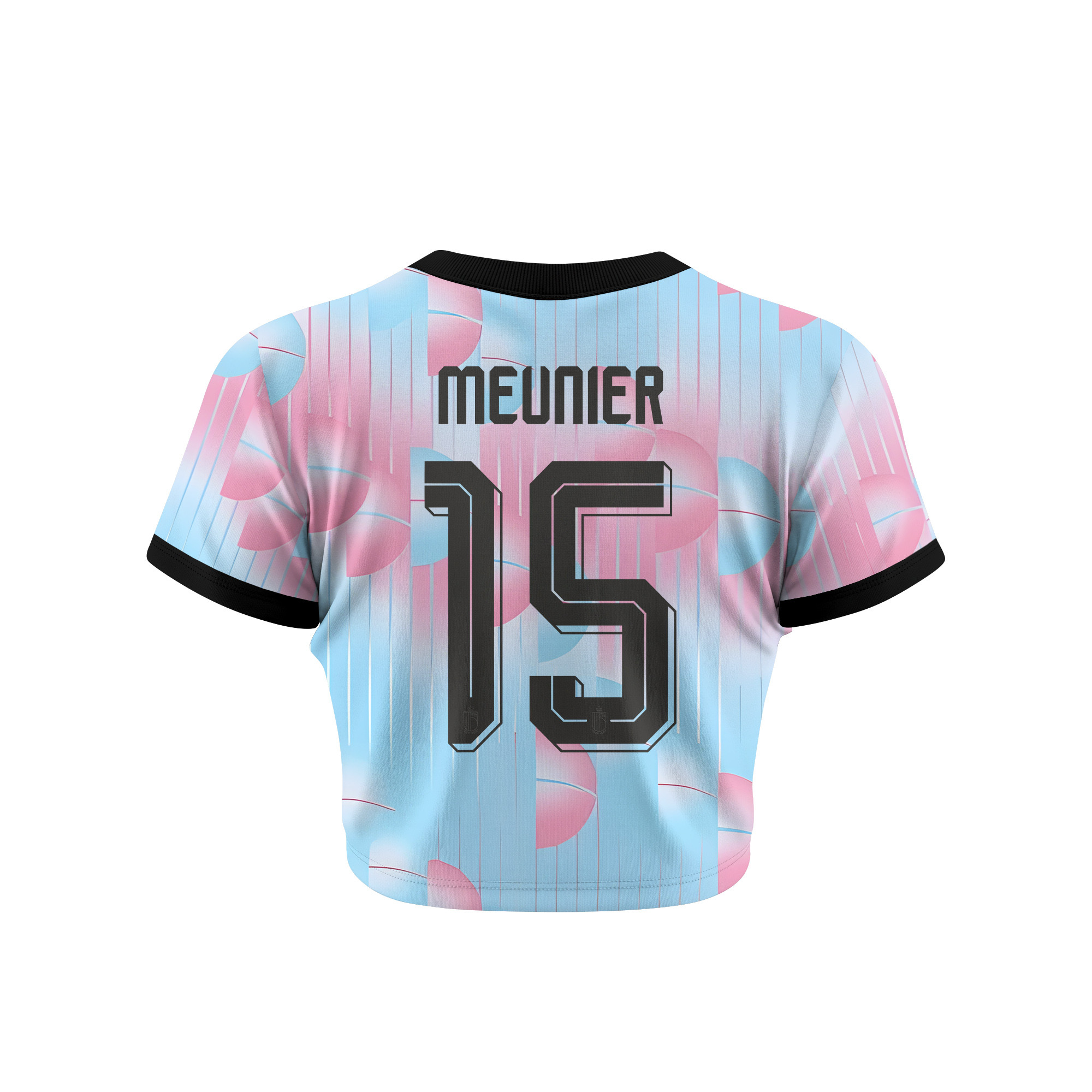 Thomas Meunier 15 Belgium 2026 Women's Away All-Over Print Cropped Jersey - Light Blue - Jersey Teams
