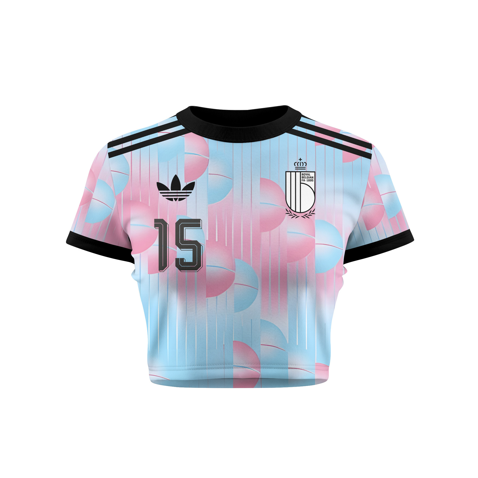 Thomas Meunier 15 Belgium 2026 Women's Away All-Over Print Cropped Jersey - Light Blue - Jersey Teams