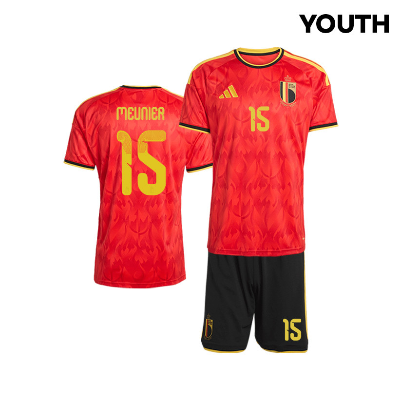 Thomas Meunier 15 Belgium 2026 YOUTH Home Jersey & Shorts Set - Red/Black - Jersey Teams