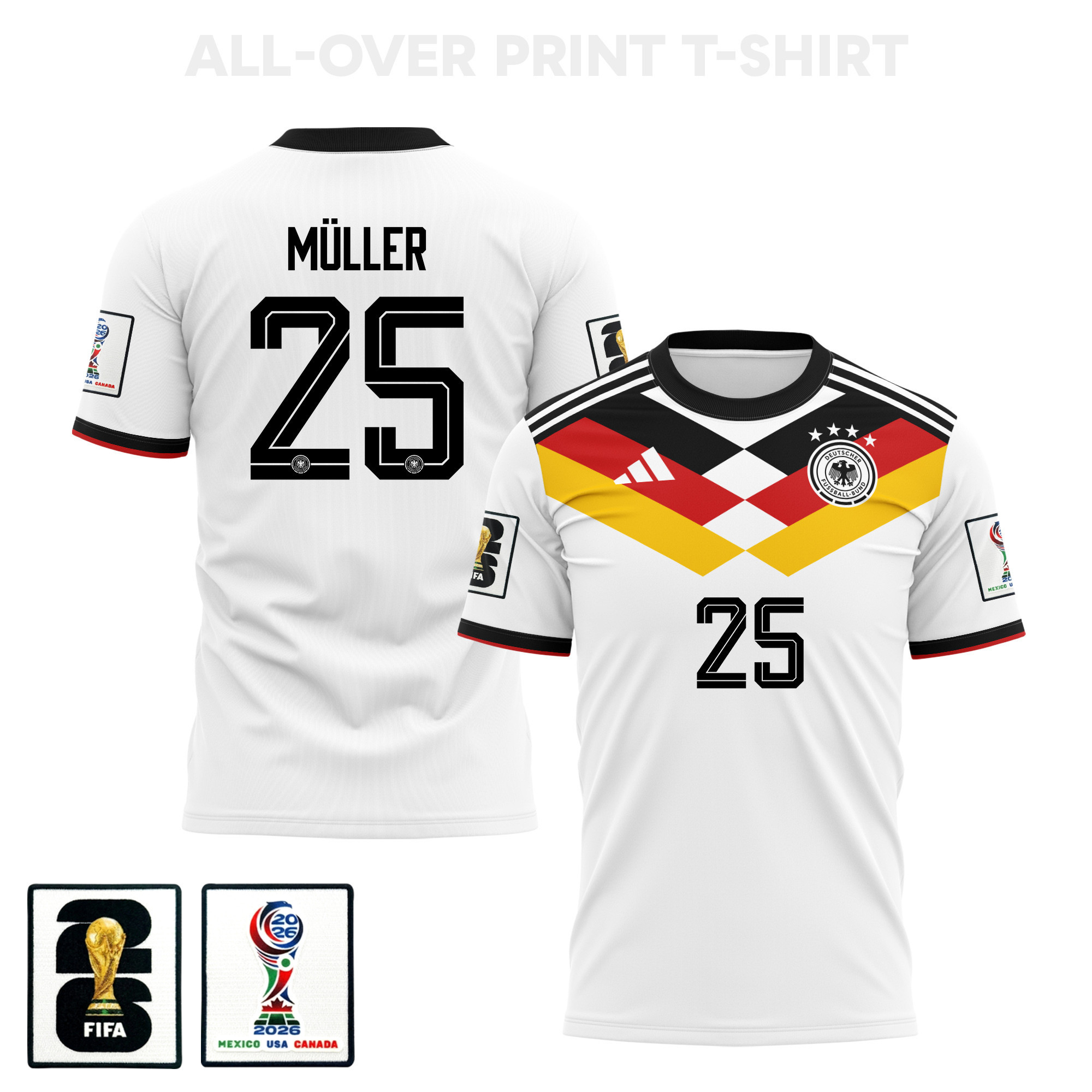 Thomas Müller 25 Germany 2026 Home 3D T-Shirt Fully Printed – Unisex, White - Jersey Teams