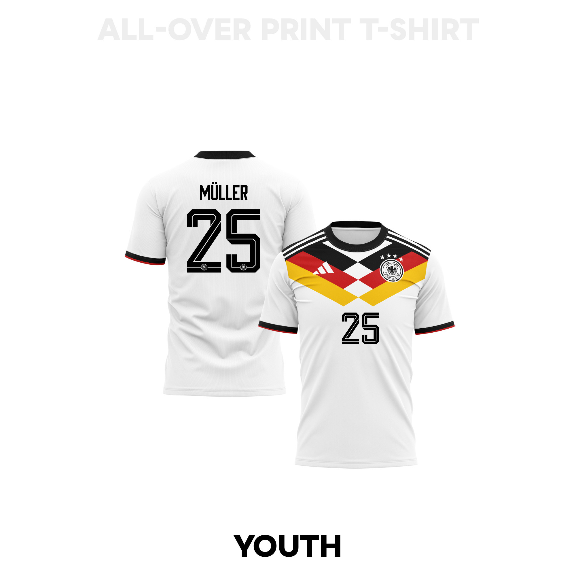 Thomas Müller 25 Youth Germany 2026 Home 3D T-shirt Fully Printed – White - Jersey Teams