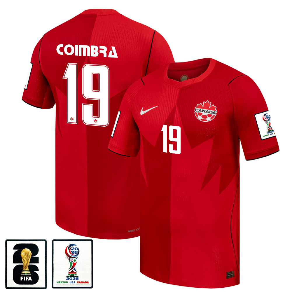 Tiago Coimbra 19 Canada National Team 2026 x World Cup Patch Home Jersey - Red, Men - Jersey Teams