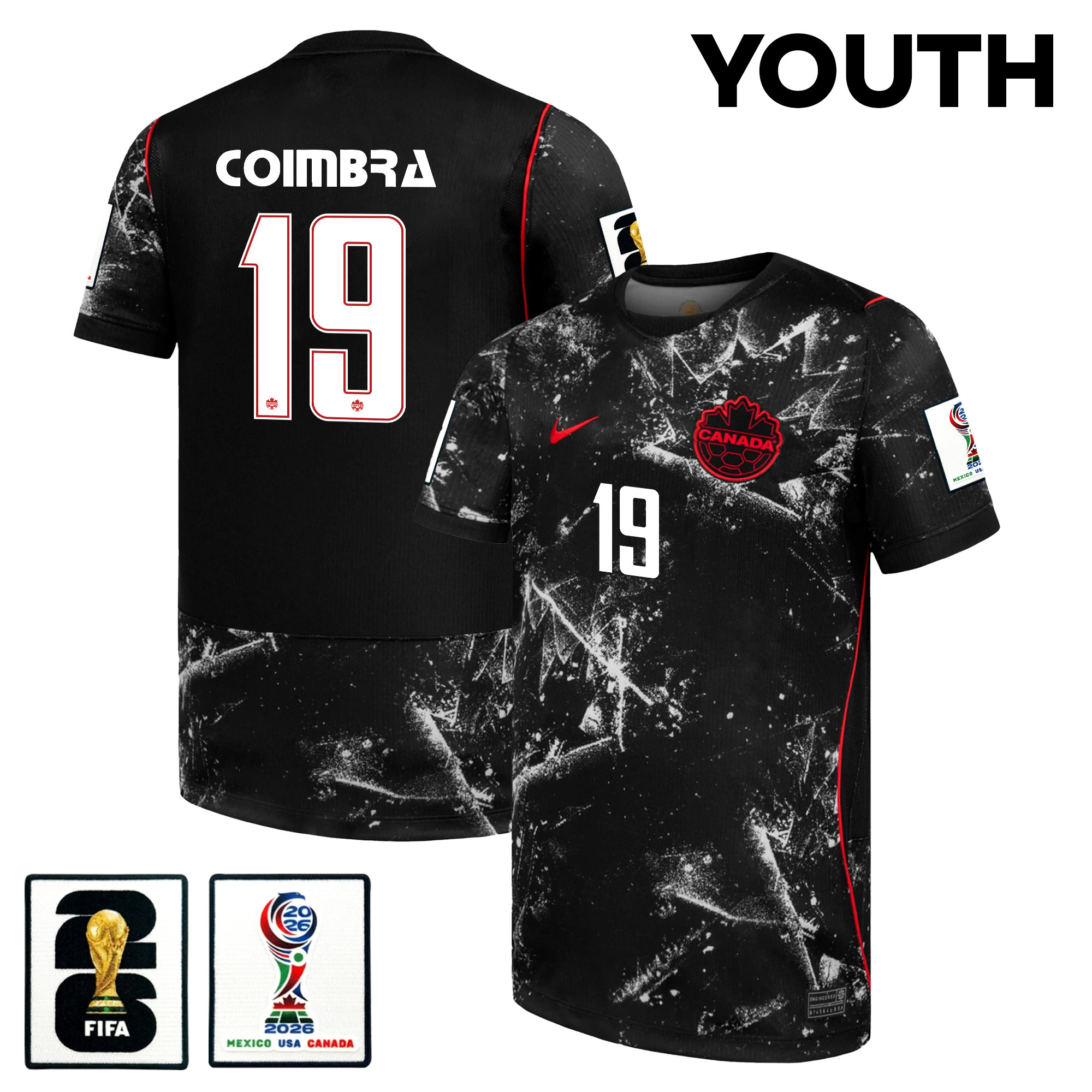 Tiago Coimbra 19 Youth Canada National Team 2026 Away Jersey - Black - Jersey Teams