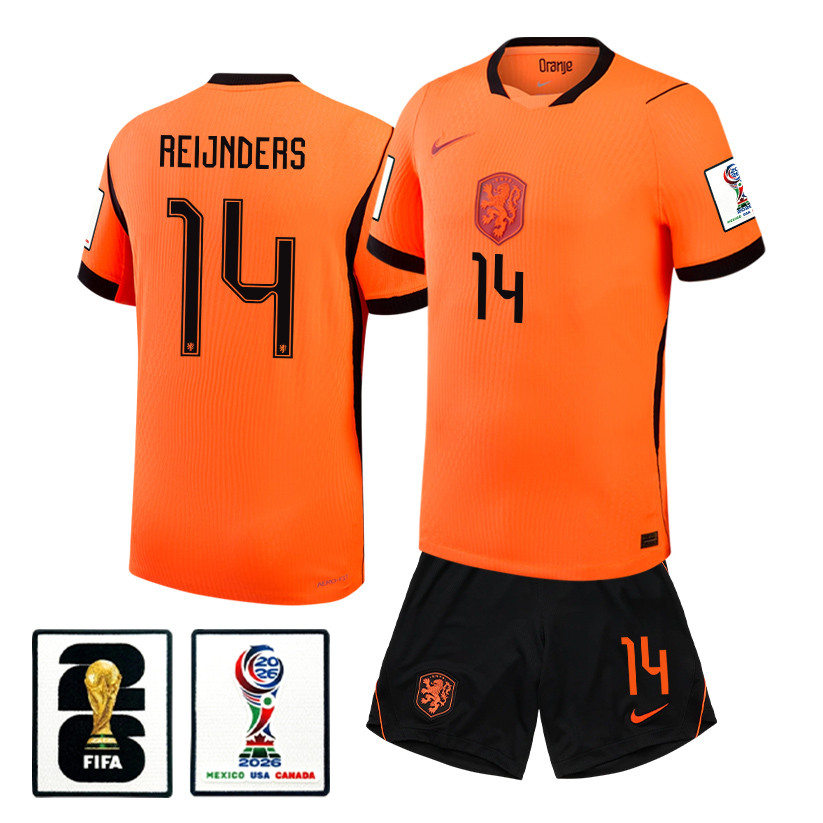 Tijjani Reijnders 14 Netherlands 2026 Home Men Jersey & Shorts Set – Orange – Jersey Teams