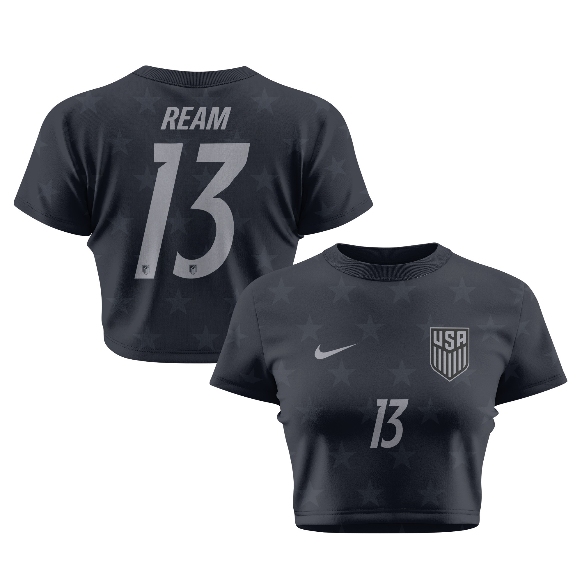 Tim Ream 13 USMNT 2026 Women's Away All-Over Print Cropped Jersey - Black - Jersey Teams