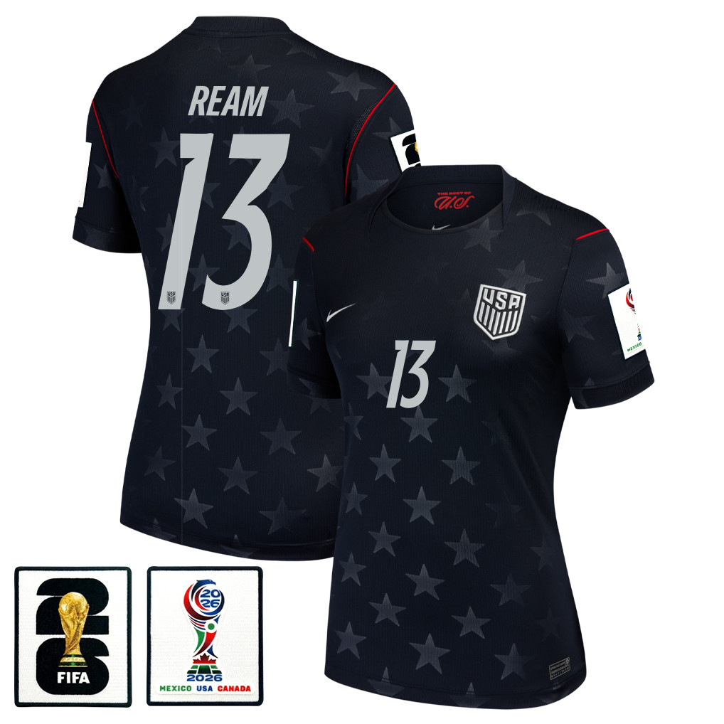 Tim Ream 13 USMNT 2026 Women’s Away Stadium Game Jersey – Black – Jersey Teams