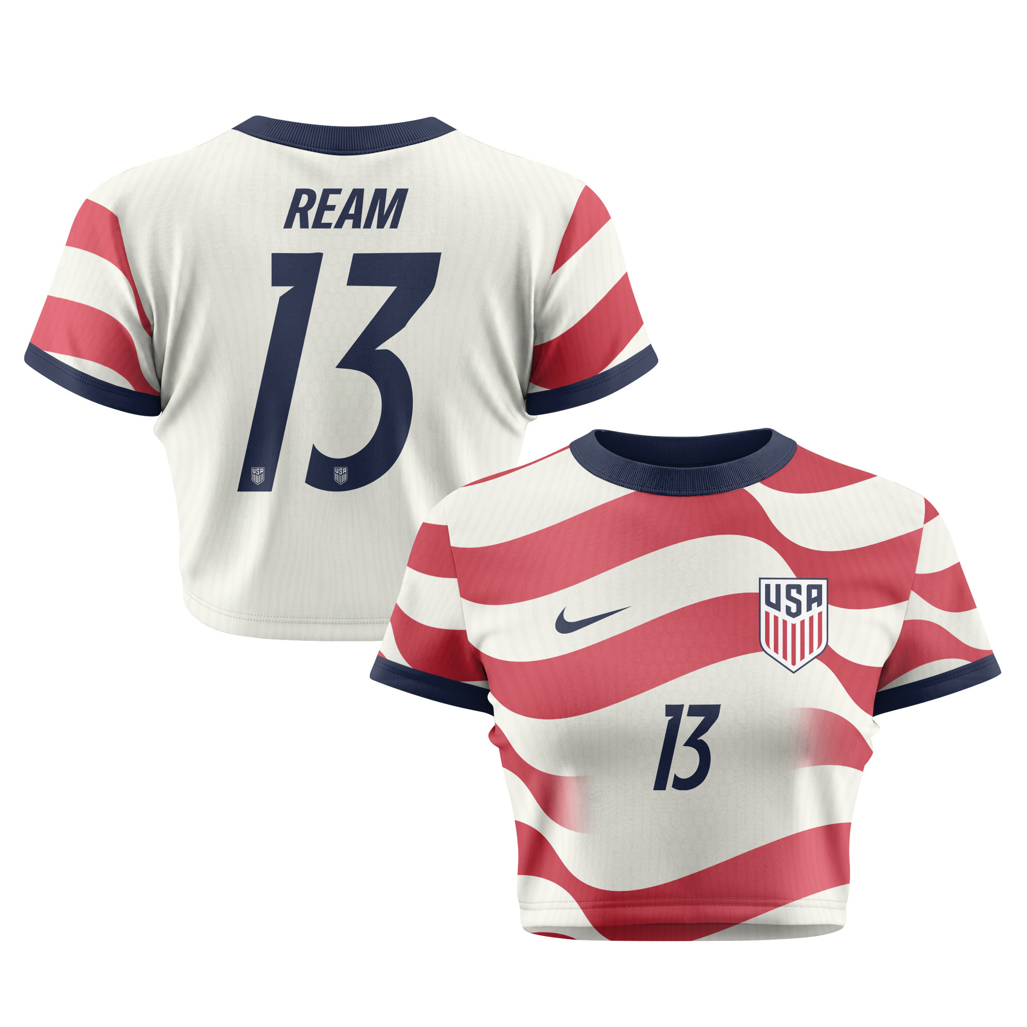 Tim Ream 13 Women's USMNT 2026 Home All-Over Print Cropped Jersey - Jersey Teams
