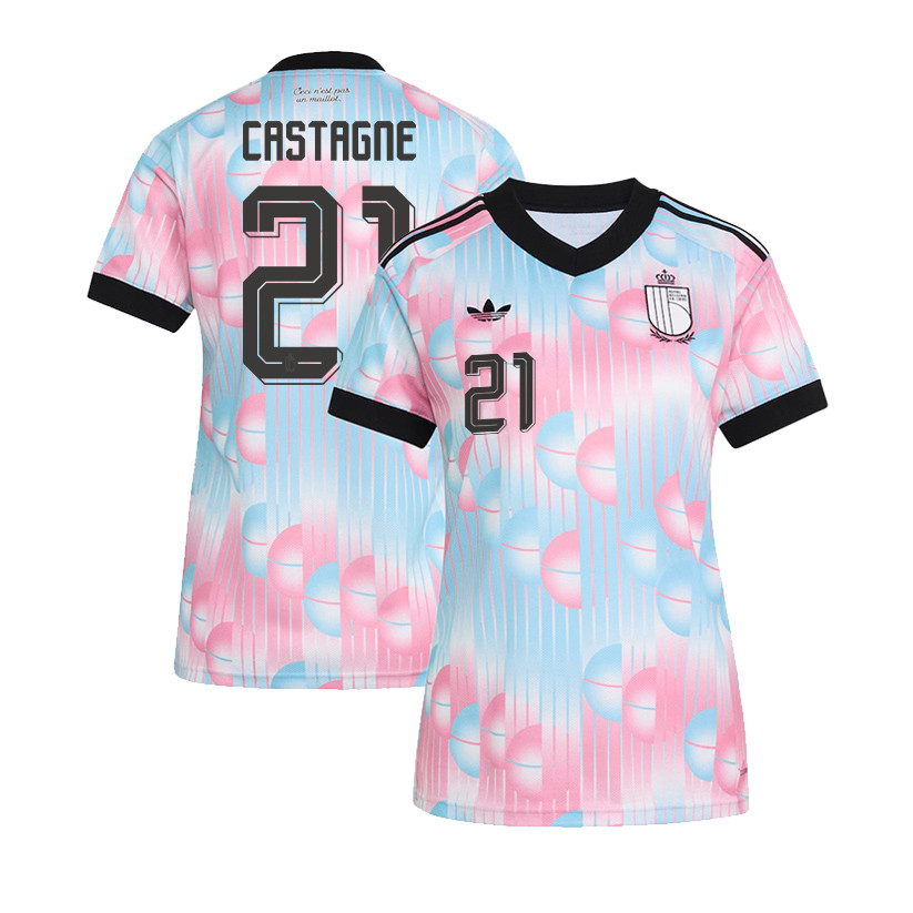 Timothy Castagne 21 Women's Belgium National Team 2026 Away Jersey - Light Blue - Jersey Teams