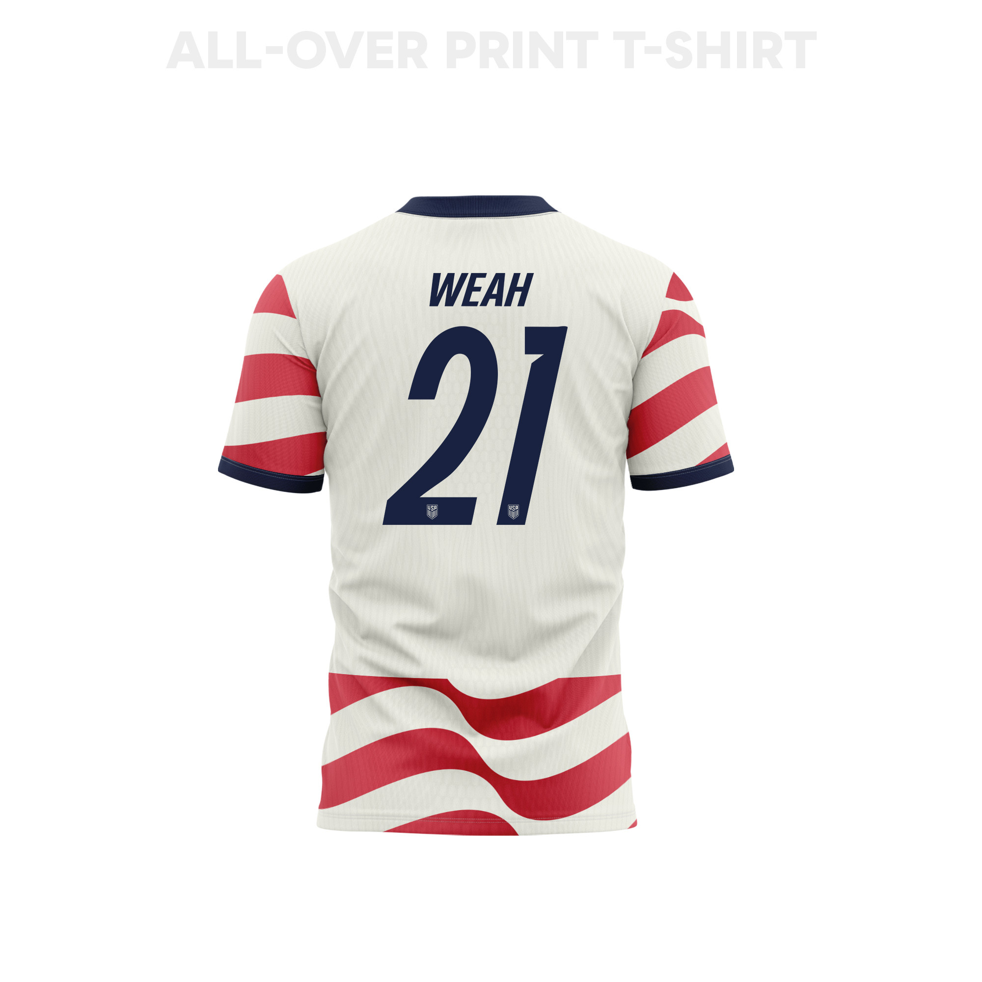 Timothy Weah 21 USMNT 2026 Home 3D T-Shirt Fully Printed – Unisex, White/Red - Jersey Teams