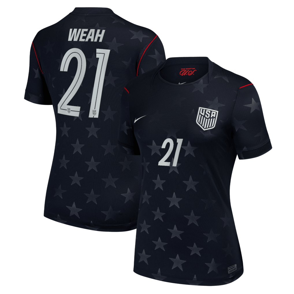 Timothy Weah 21 USMNT Women's 2026 Away Stadium Jersey - Blue - Jersey Teams