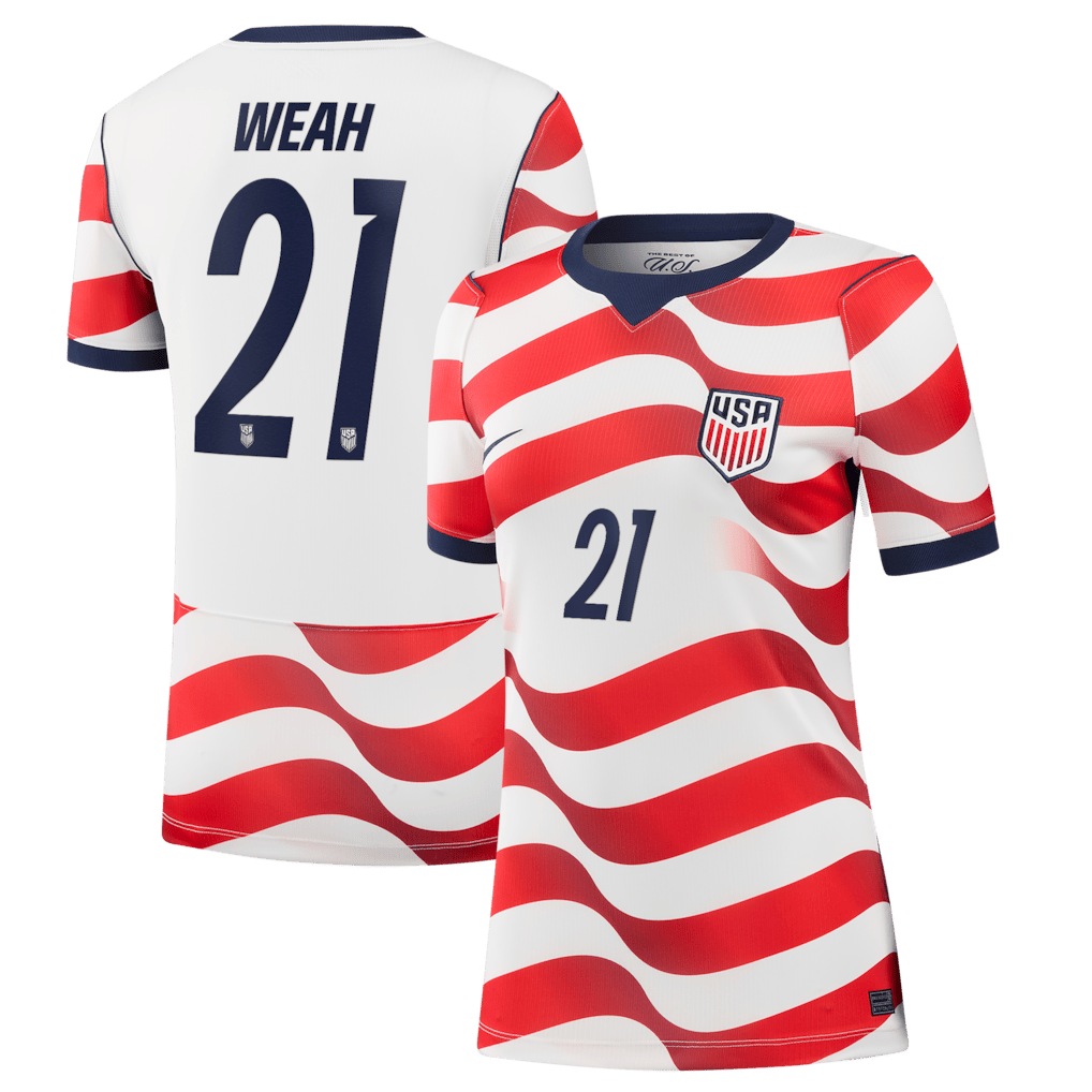 Timothy Weah 21 USMNT Women's 2026 Home Stadium Jersey - White - Jersey Teams