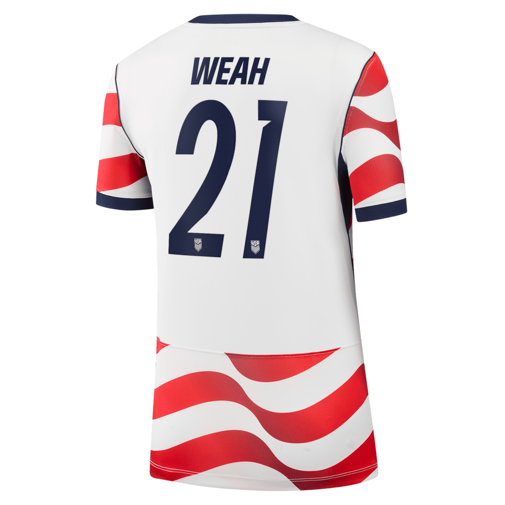 Timothy Weah 21 USMNT Women's 2026 Home Stadium Jersey - White - Jersey Teams