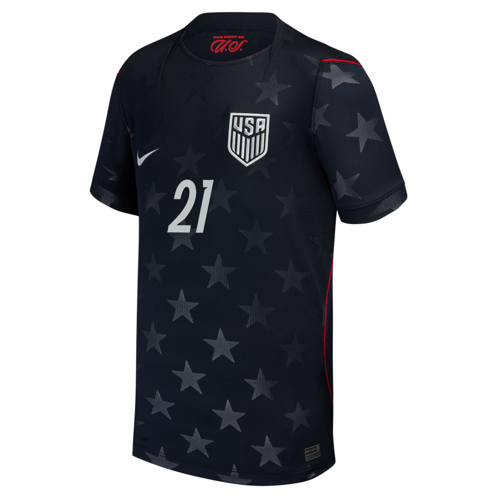 Timothy Weah 21 USMNT Youth 2026 Away Stadium Jersey - Blue - Jersey Teams