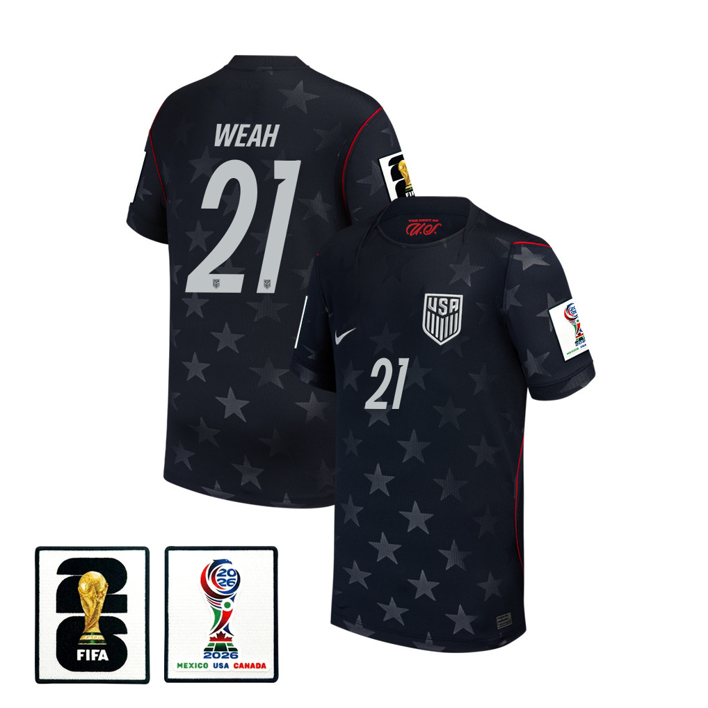 Timothy Weah 21 USMNT Youth 2026 Away Stadium Jersey – Blue – Jersey Teams