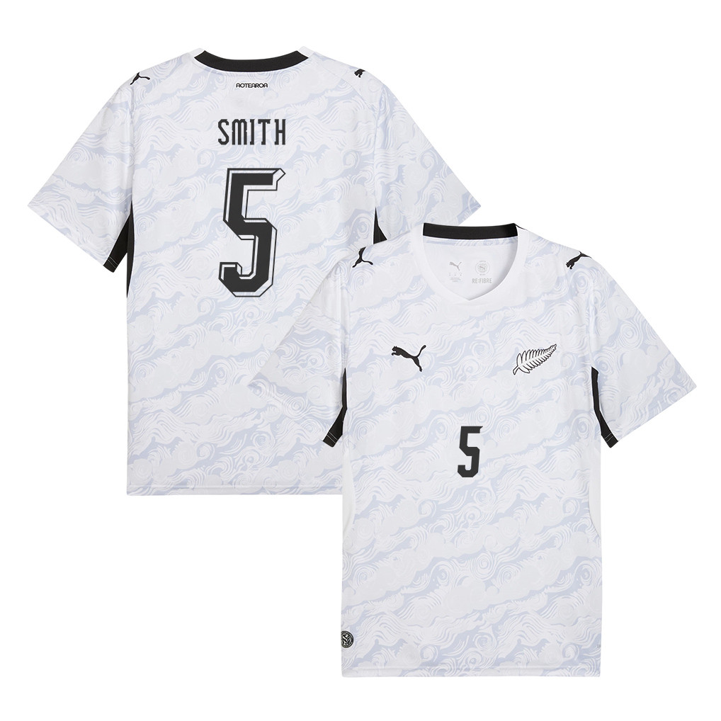 Tommy Smith 5 New Zealand National Team 2026 Away Jersey - White, Men - Jersey Teams
