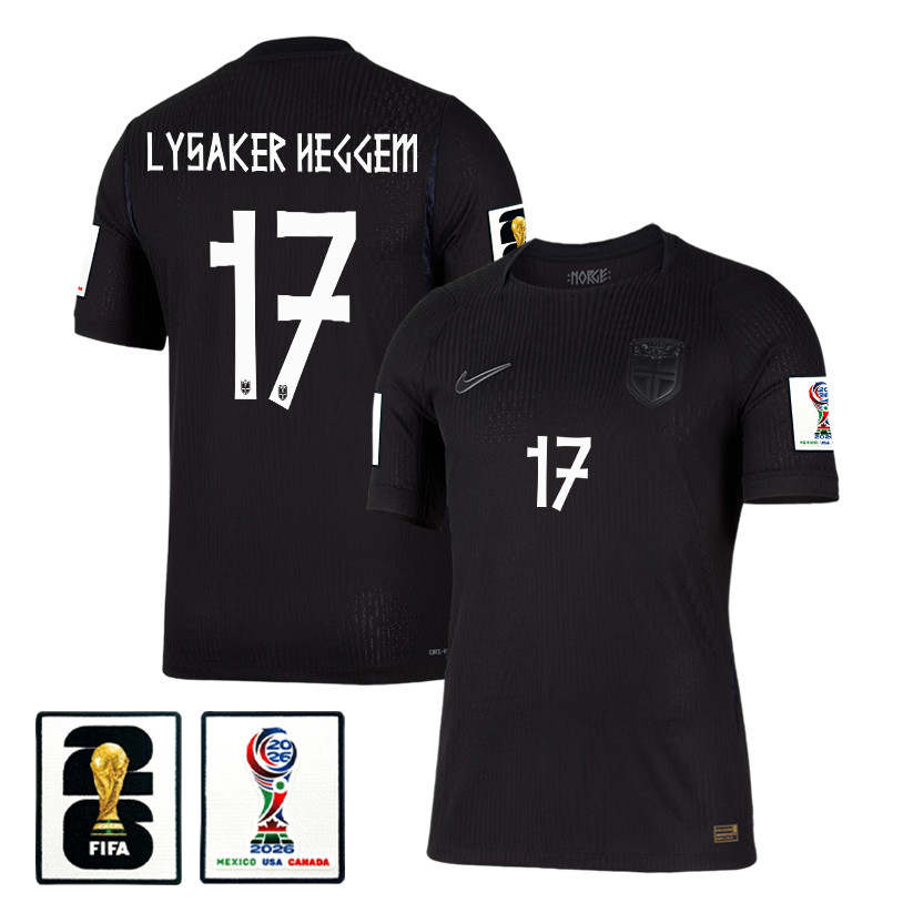 Torbjoern Lysaker Heggem 17 Norway National Team 2026 Away Jersey - Black, Men - Jersey Teams