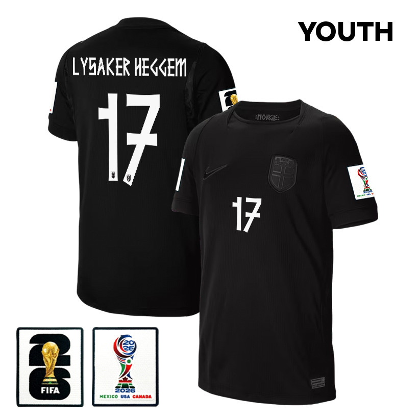 Torbjoern Lysaker Heggem 17 Youth Norway National Team 2026 Away Jersey - Black - Jersey Teams