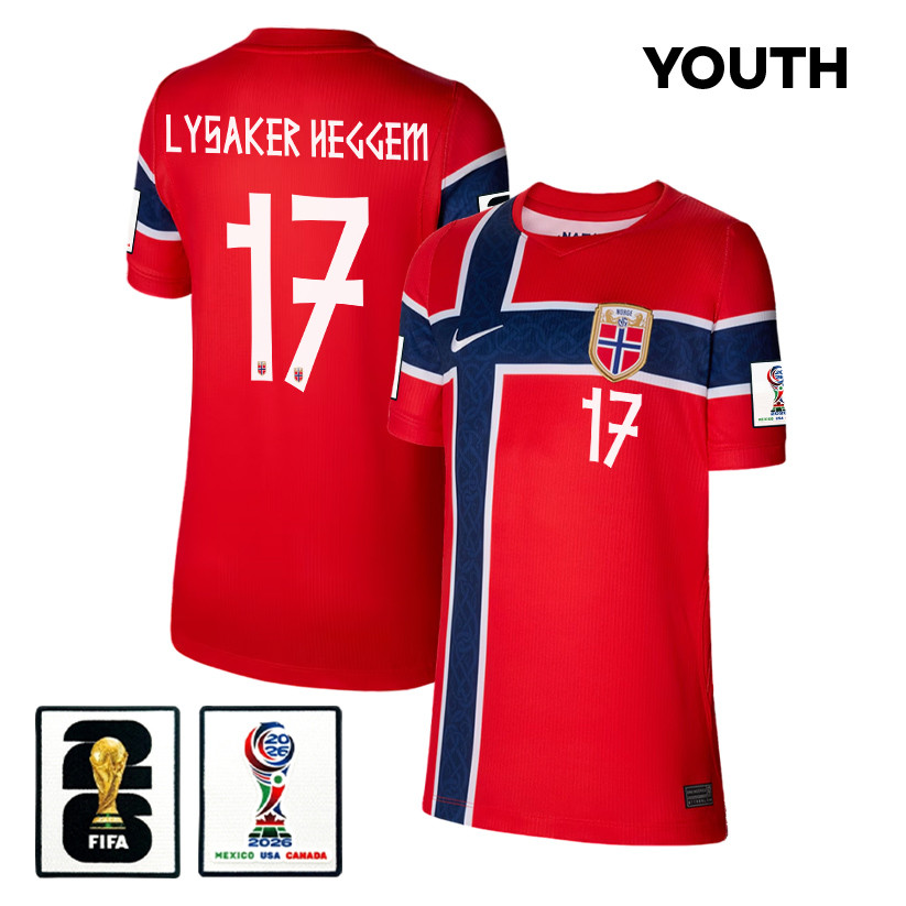 Torbjoern Lysaker Heggem 17 Youth Norway National Team 2026 Home Jersey - Red - Jersey Teams