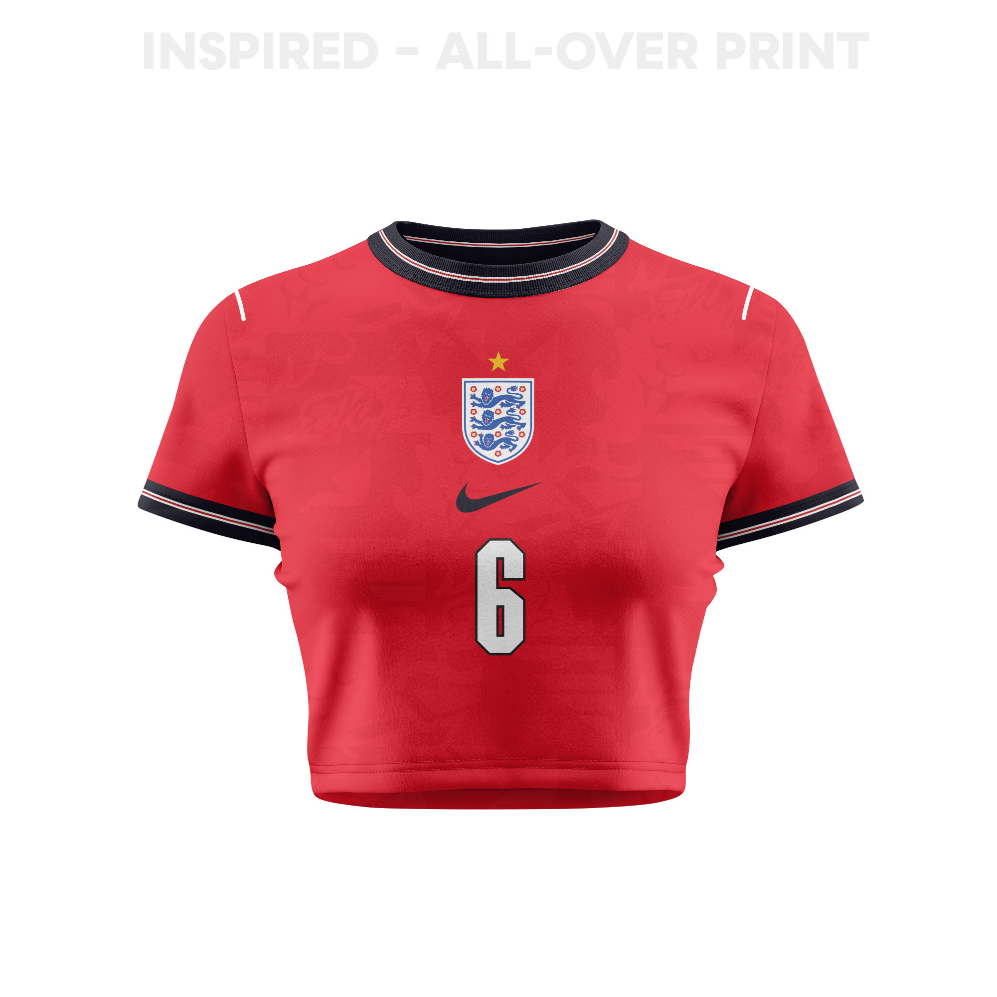 Trevoh Chalobah 6 England 2026 Women's Home All-Over Print Cropped Jersey - Red - Jersey Teams