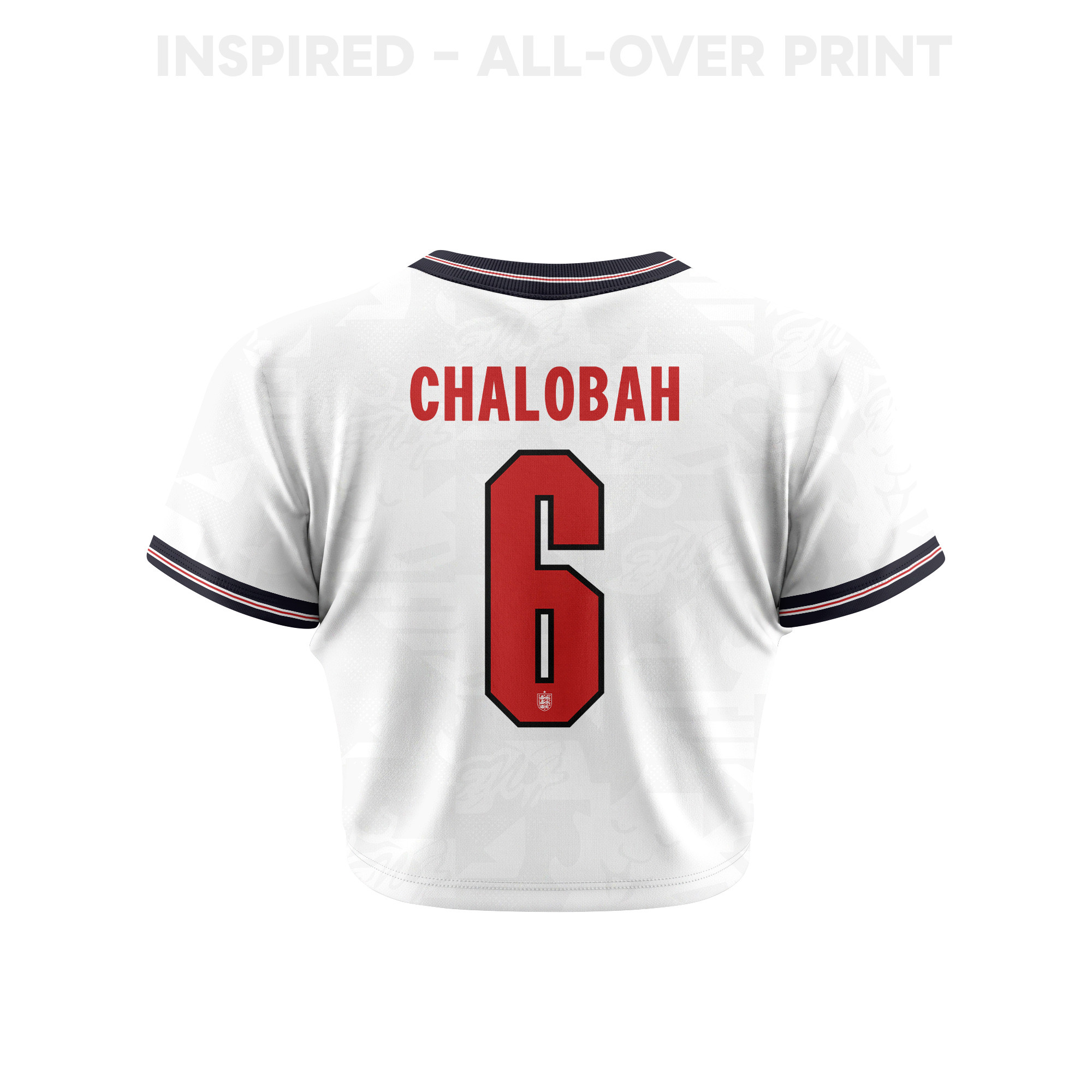 Trevoh Chalobah 6 England 2026 Women's Home All-Over Print Cropped Jersey - White - Jersey Teams