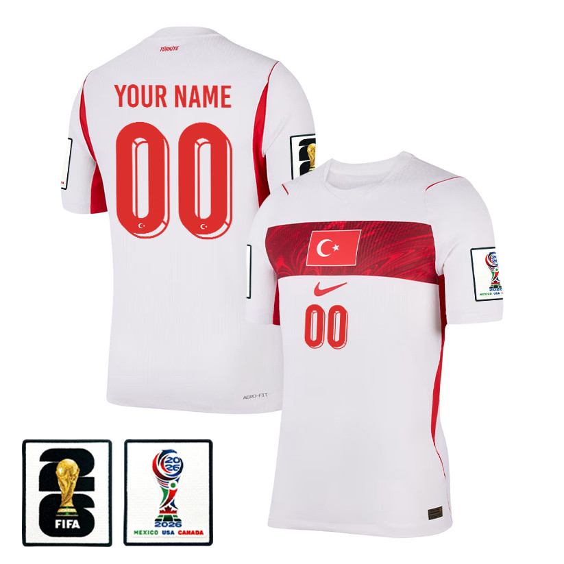 Turkey National Team 2026 Personalized Away Jersey - White, Men - Jersey Teams