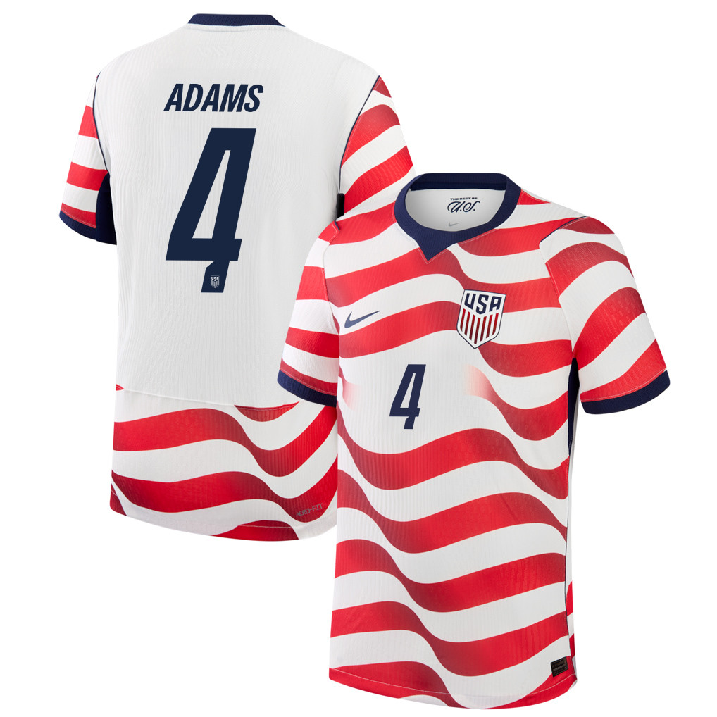 Tyler Adams 4 USMNT 2026 Home Match Jersey - White, Men - Jersey Teams