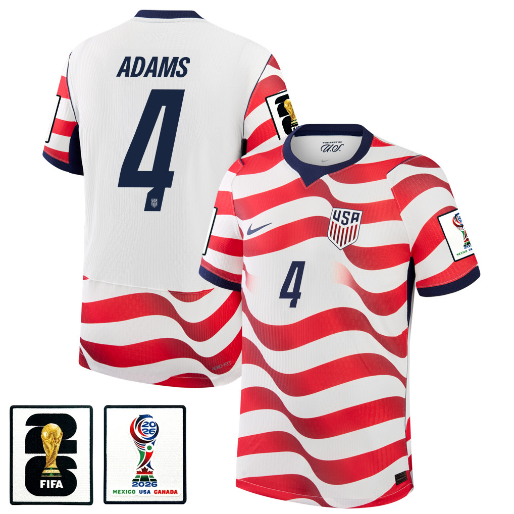 Tyler Adams 4 USMNT 2026 Home Match Jersey - White, Men - Jersey Teams