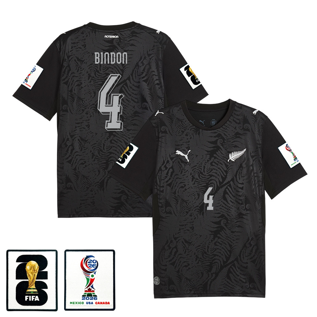 Tyler Bindon 4 New Zealand National Team 2026 Home Jersey - Black, Men - Jersey Teams